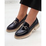 Resti Black lacquered women's moccasins with chain Soterra - Footwear | ePonuda.com