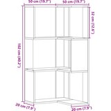  Kutni regal za knjige 3 razine boja hrasta 50x50x102 cm drveni | shoptok.hr