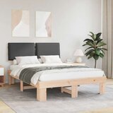 vidaXL Posteljni okvir z oblazinjenim vzglavjem z vzglavjem Temno siva | Shoptok.si