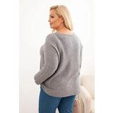 Kesi Włoski Plus size women's sweater with a boat neckline gray | Shoptok.si