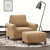  Fotelj s stolčkom za noge rjav 60 cm žamet, (20909812) | Shoptok.si