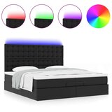 vidaXL Otomanski posteljni okvir z vzmetnicami črn 200x200cm um. usnje | Shoptok.si
