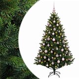  Umjetno božićno drvce s kuglicom 180 cm 300 LED lampica - Zelena 180 cm s LED-ima i ružičastim lopticama | shoptok.hr
