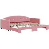 vidaXL Izvlečna dnevna postelja roza 90x200 cm žamet | Shoptok.si
