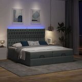 vidaXL Otomanski posteljni okvir z vzmetnicami siv 160x200 cm blago | Shoptok.si