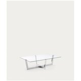 Kave Home Klubska mizica s stekleno mizno ploščo v srebrni barvi 70x120 cm Plam – | Shoptok.si