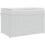  Košara za rublje s poklopcem bijela 55,5x35x34 cm od poliratana | shoptok.hr