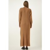  Women's Biscuit Zipper Collar Ribbed Long Knitwear Dress | Shoptok.si