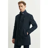 ALTINYILDIZ CLASSICS Men's Navy Blue Standard Fit Normal Cut, Fall-Feather Vest Winter Wool Coat.