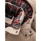 Ombre Men's puffer jacket with check lining - beige | Shoptok.si