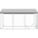Vanjski kavez za pse s krovom srebrni 3 x 4,5 x 2,5 m čelični | shoptok.hr