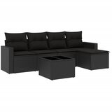  6-dijelni set vrtnih sofa s jastucima crni od poliratana | shoptok.hr
