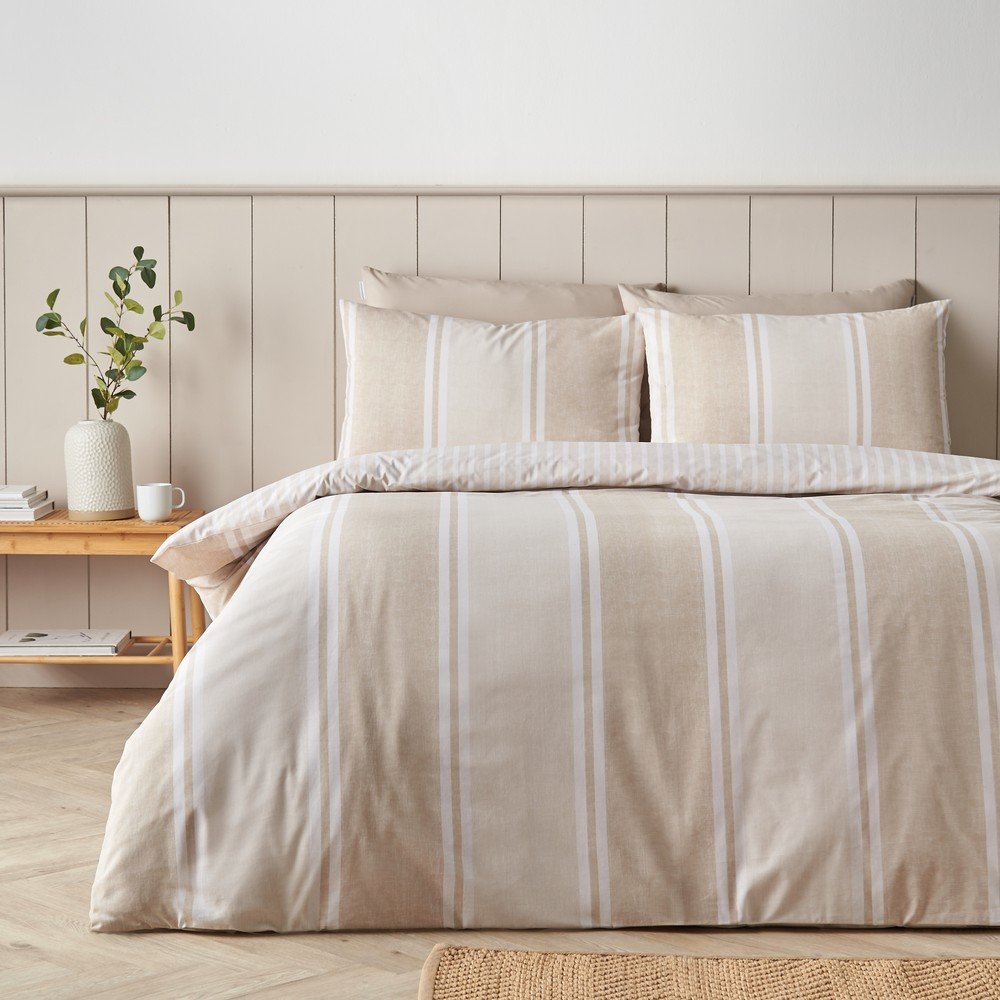 Catherine Lansfield Bež posteljina za krevet za jednu osobu 135x200 cm Banded Stripe – | shoptok.hr