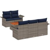 vidaXL Vrtna sedežna garnitura z blazino 6 pcs Siva poli ratan, (5000154401) | Shoptok.si