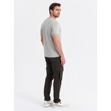 Ombre Men's cotton t-shirt with contrasting thread - light grey | Shoptok.si