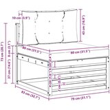  Vanjska srednja sofa Čvrsto drvo akacije Prirodna - Prirodna i svijetlo siva srednja sofa | shoptok.hr