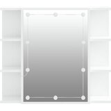 Ormarić s ogledalom i LED svjetlima sjajni bijeli 70x16,5x60 cm | shoptok.hr