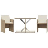  3-dijelni bistro set s jastucima bež od poliratana | shoptok.hr