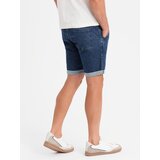 Ombre Men's denim shorts with rolled up leg - dark blue | shoptok.hr