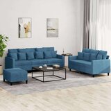 vidaXL 3-dijelni set sofa s jastucima plavi baršunasti | shoptok.hr