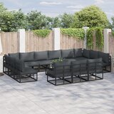 vidaXL Vrtna sedežna garnitura z blazino z blazino 14 pcs Črna Aluminij Cene