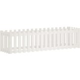 vidaXL Vrtna visoka greda z ograjico bela 200x50x50 cm trdna borovina | Shoptok.si
