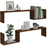  Stenske police 2 kosa dimljeni hrast 100x15x20 cm konstr. les, (20810934) | Shoptok.si