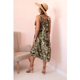 Kesi Włoski Women's dress with straps and a wide hem khaki | shoptok.hr