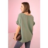 Kesi Włoski Muslin blouse with a necklace khaki | Shoptok.si