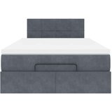 vidaXL Otomanski posteljni okvir z vzmetnico siv 120x200 cm žamet | Shoptok.si