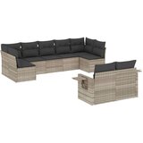 vidaXL 9-dijelni set vrtnih sofa od poliratana s jastucima svjetlosivi | shoptok.hr