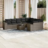 vidaXL 10-dijelni set vrtnih sofa od poliratana s jastucima sivi | shoptok.hr