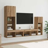 TV stenske enote z LED lučmi 4 pcs Umetni hrast Konstruiran les, (5000112723) | Shoptok.si
