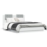 Maison Chic Posteljni okvir - Dvoposteljna postelja - Zakonska postelja z vzglavjem bel 140x190 cm inženirski les-J15620, (21769831) | Shoptok.si
