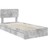  Krevet s od storage Betonski sivi 75 x 190 cm Konstruirano drvo | shoptok.hr