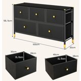 Namještaj Komoda za spavaću sobu s 5 ladica, široka komoda od tkanine s metalnim okvirom, 100 x 30 x 58,5 cm, prozirne boje | shoptok.hr