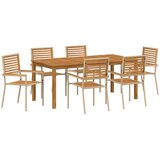  Vrtni set za objed 7 pcs Bež Čvrsto drvo akacije | Eponuda.com