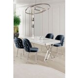 Hanah home Rigel - White, Chrome, Anthracite WhiteChromeAnthracite Dining Table & Chairs Set (5 Pieces) | ePonuda.com