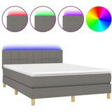  Box spring postelja z vzmetnico LED temno siva 140x200 cm blago, (20789378) | Shoptok.si
