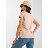 Fashion Hunters Basic beige women's V-neck t-shirt | shoptok.hr