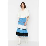 Trendyol Blue Color Block Knitwear Skirt Cene