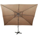  Konzolni vrtni suncobran s duplim vrhom 400 x 300 cm smeđesivi | shoptok.hr
