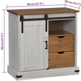 vidaXL Komoda HALDEN s kliznim vratima bijela 80x40x80 cm puno drvo | shoptok.hr