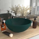 vidaXL Luksuzni okrugli umivaonik mat tamnozeleni 32,5x14 cm keramički | shoptok.hr