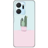 Silikonska maska za Honor X7a Cactus Print roze
