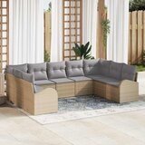  Set sofe s jastukom 9 pcs Bež Poli Ratan | shoptok.hr