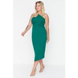 Trendyol Curve Emerald Green Asymmetrical Cut Woven Bodycon Dress Cene