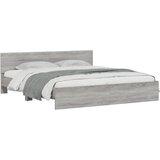  Okvir kreveta s uzglavljem LED siva boja hrasta 200x200 cm | Eponuda.com