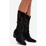 Zazoo Suede Women's Cowboy Boots With Heel Black Karira | shoptok.hr