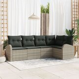 vidaXL 5 Dijelni Vrtni Kauč Set s Jastučićima Svijetlo Sivi Poli Ratan | shoptok.hr